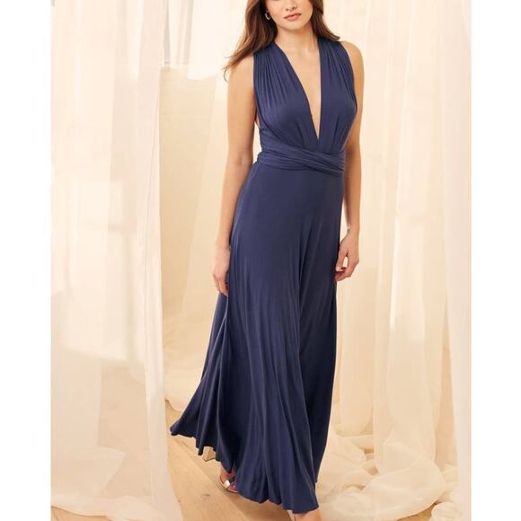LULUS Tricks of the Trade Maxi Dress Navy Blue Small S - Picture 1 of 11